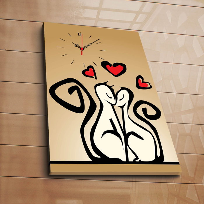 Wallity Reloj de Pared Decorativo de Lienzo 5070CS-43 45x70 cm Lienzo de Ante con Marco de Madera Elegante y Duradero